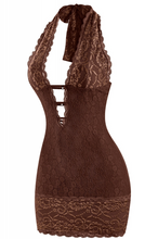 Load image into Gallery viewer, Lace Halter Dress - Brown
