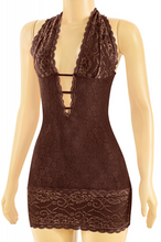 Load image into Gallery viewer, Lace Halter Dress - Brown
