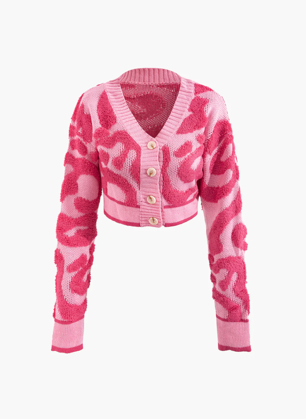 Callie Fluffy Knit Cardigan - Pink