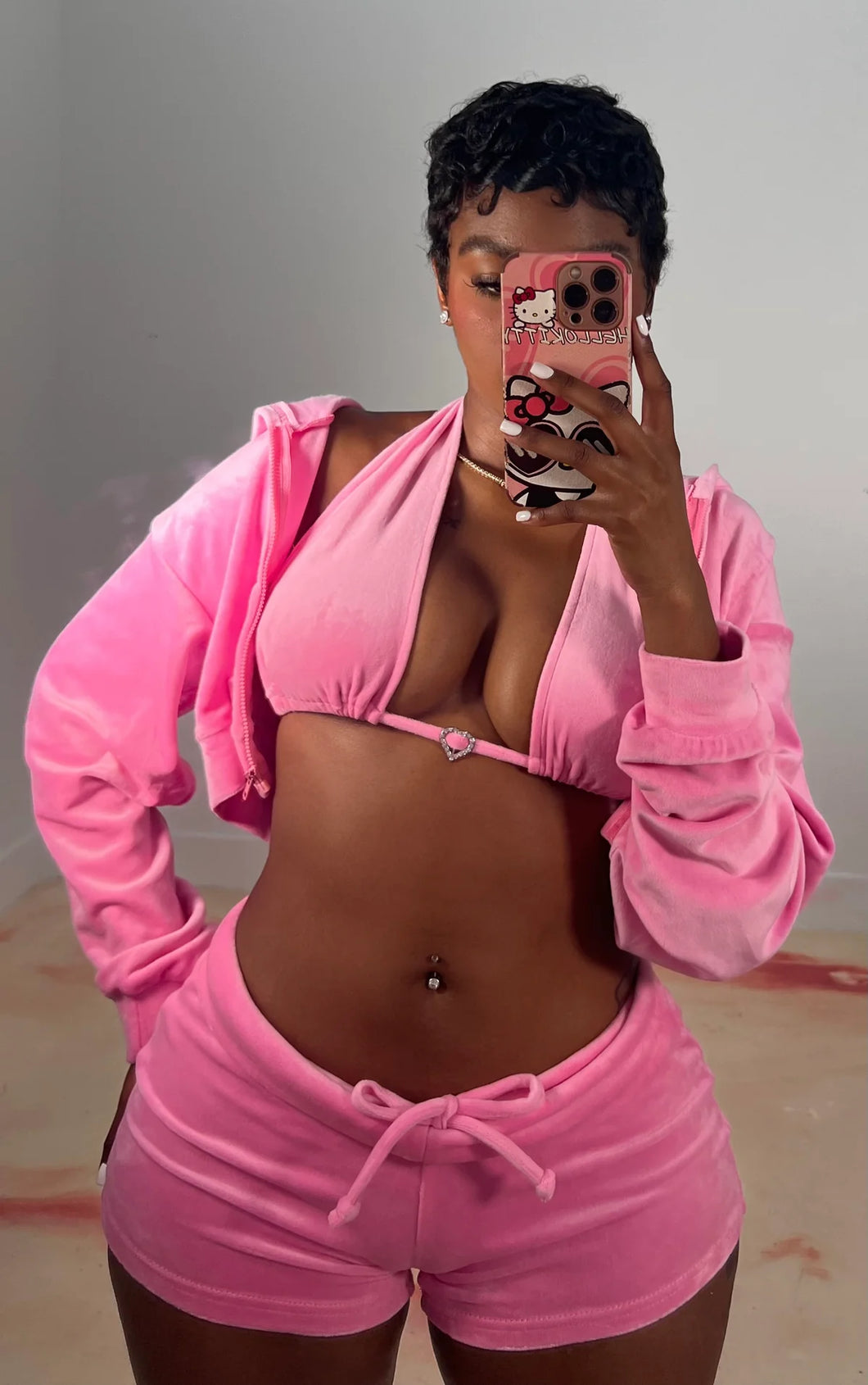 Velour Short Set - Pink